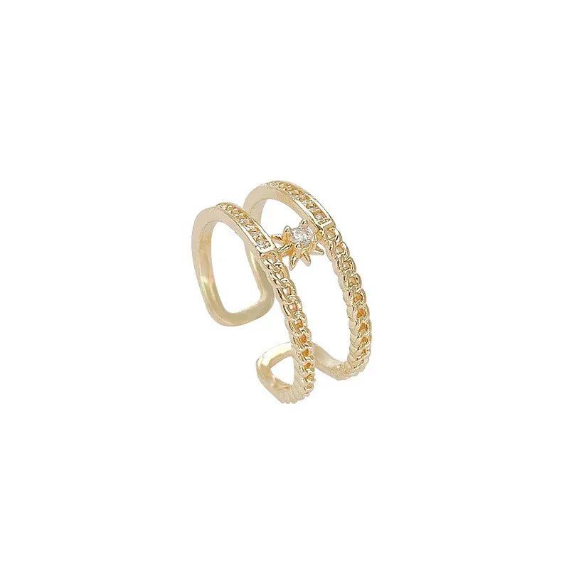 Ins Layered Zircon Forefinger Ring - Viexta