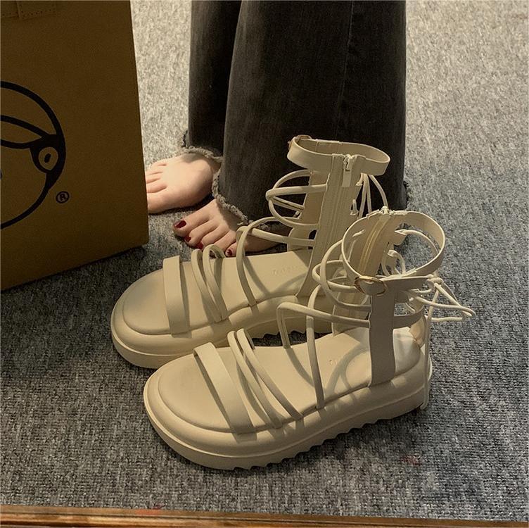 Cross Strap High-top Niche Sandal Boots - Viexta