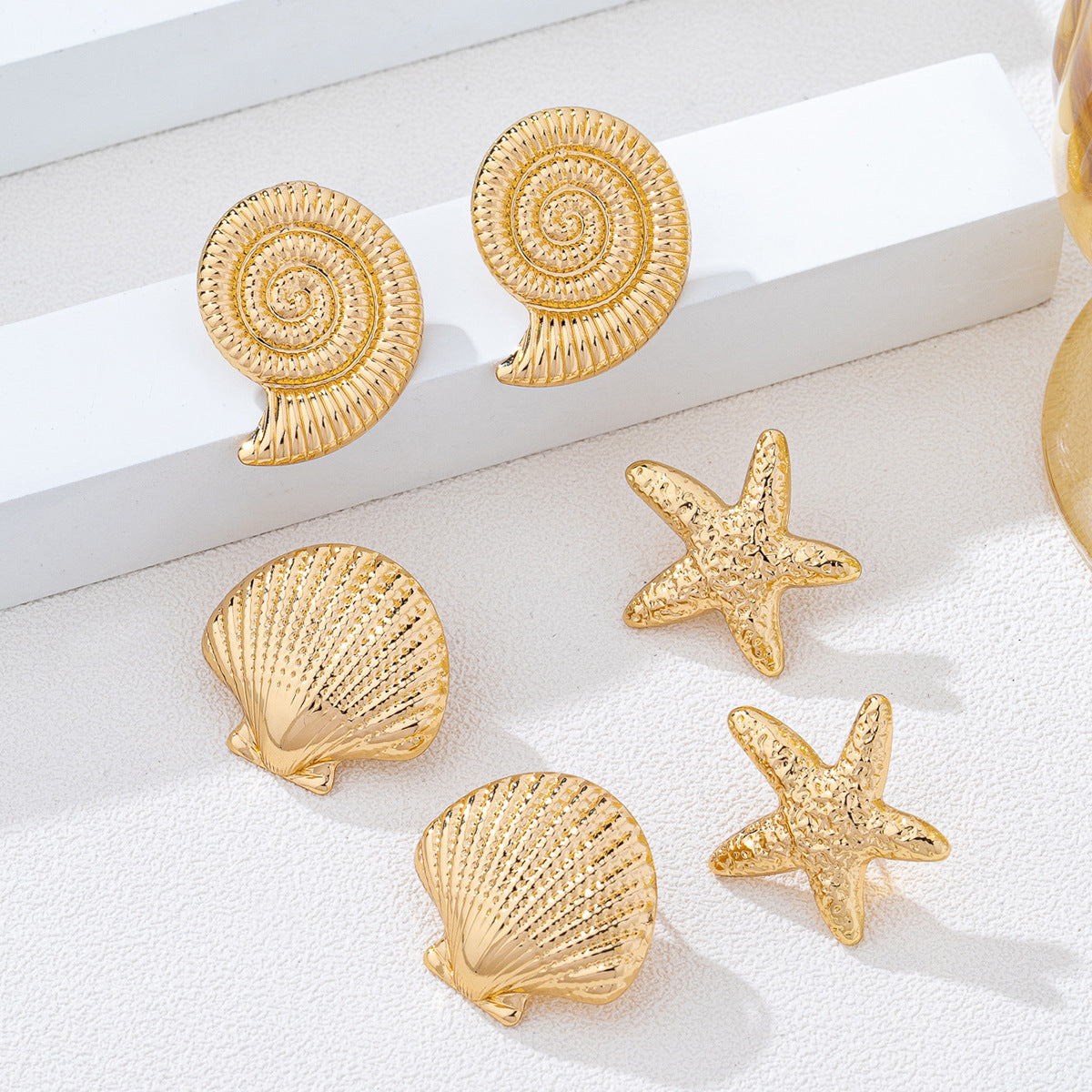 Ocean-Style Earring Set Featuring Starfish