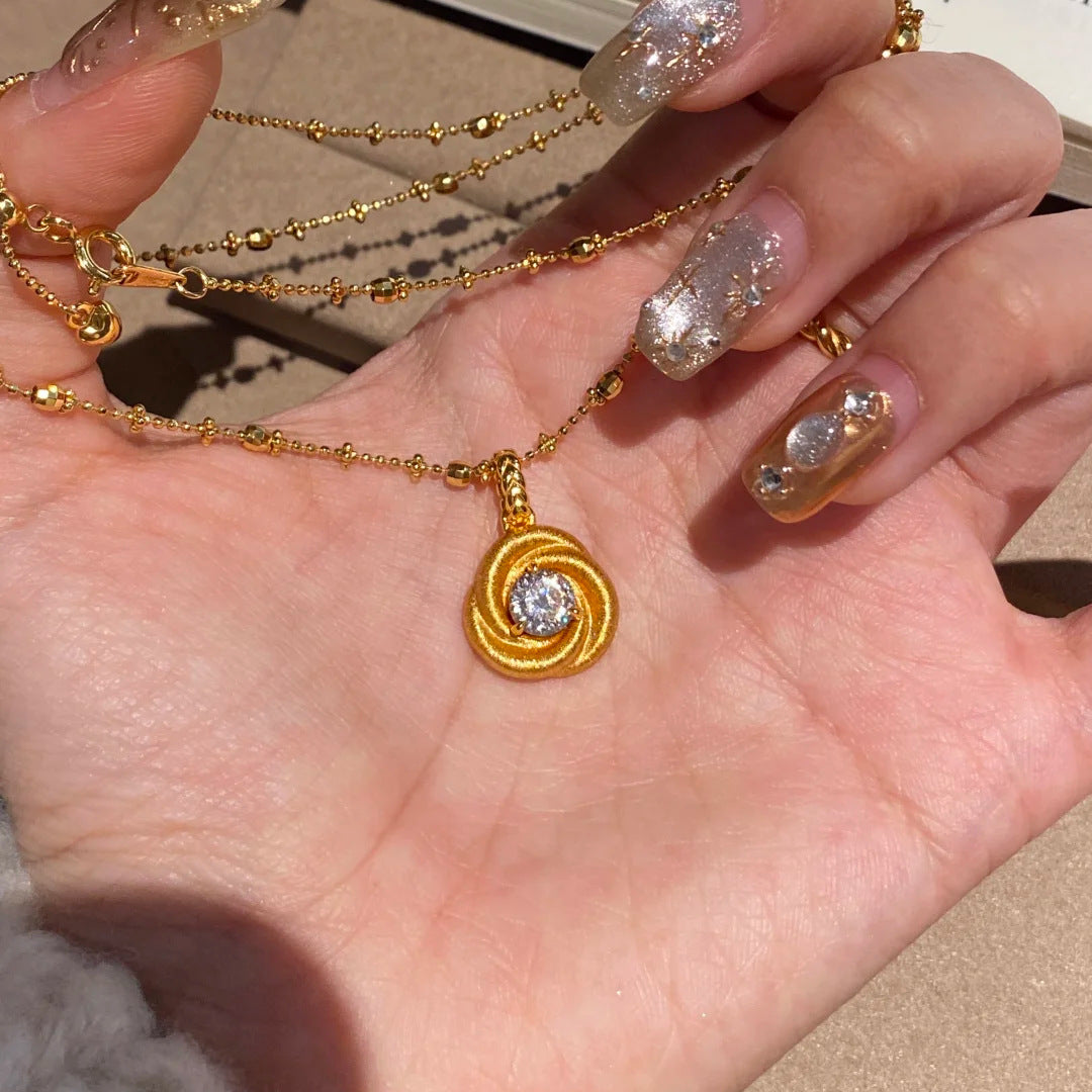 Romantic Mobius Brushed Rose Pendant