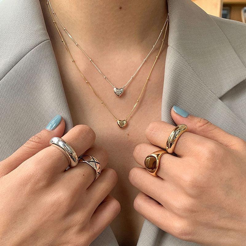 Three-dimensional temperament heart-shaped clavicle chain - Viexta