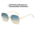 Frameless Trimming Square Metal Fashion Sunglasses - Viexta