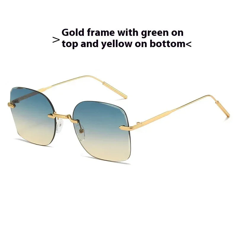 Frameless Trimming Square Metal Fashion Sunglasses - Viexta