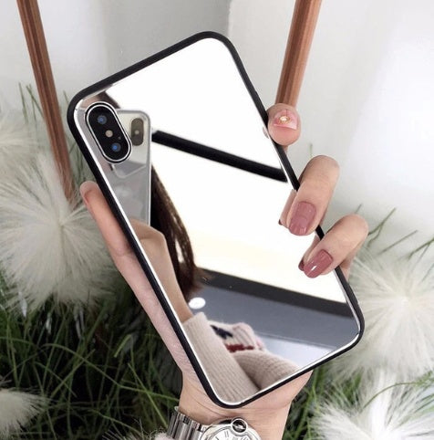 IPhone mirror phone case with self-timer glass case