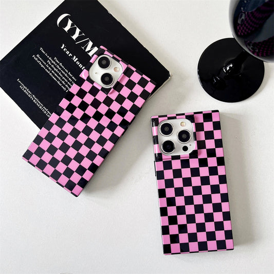 Black Chessboard Grid iPhone Case