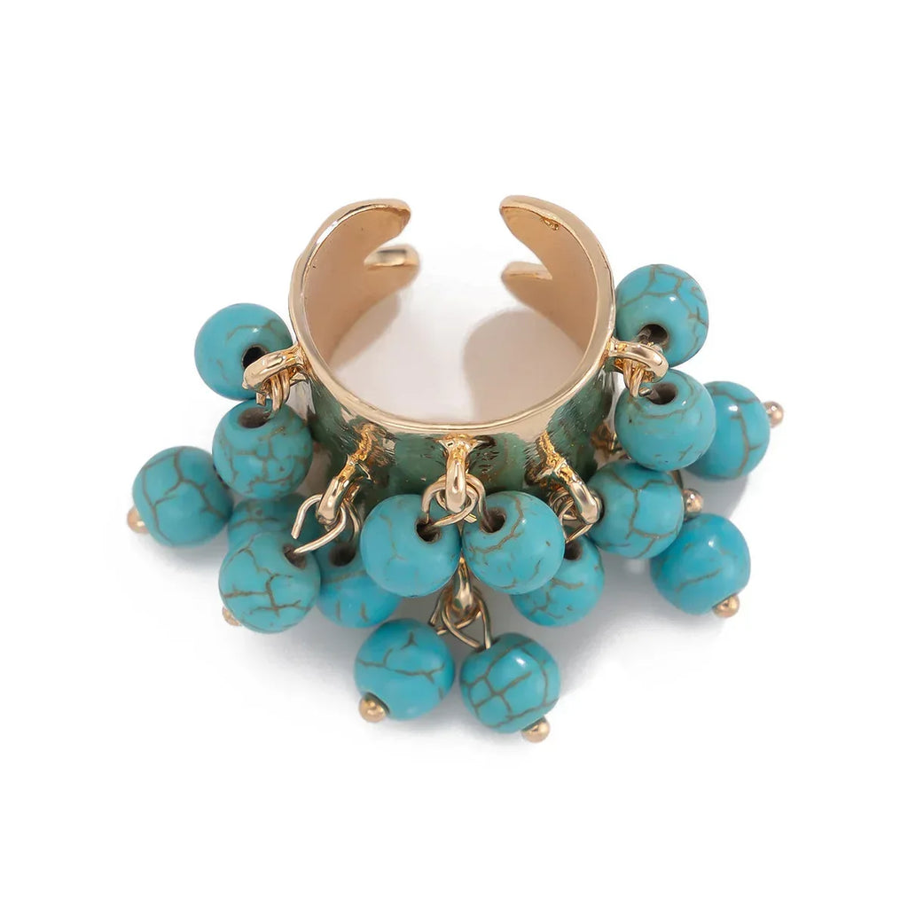 Retro Colorful Pearl Tassel Ring - Viexta
