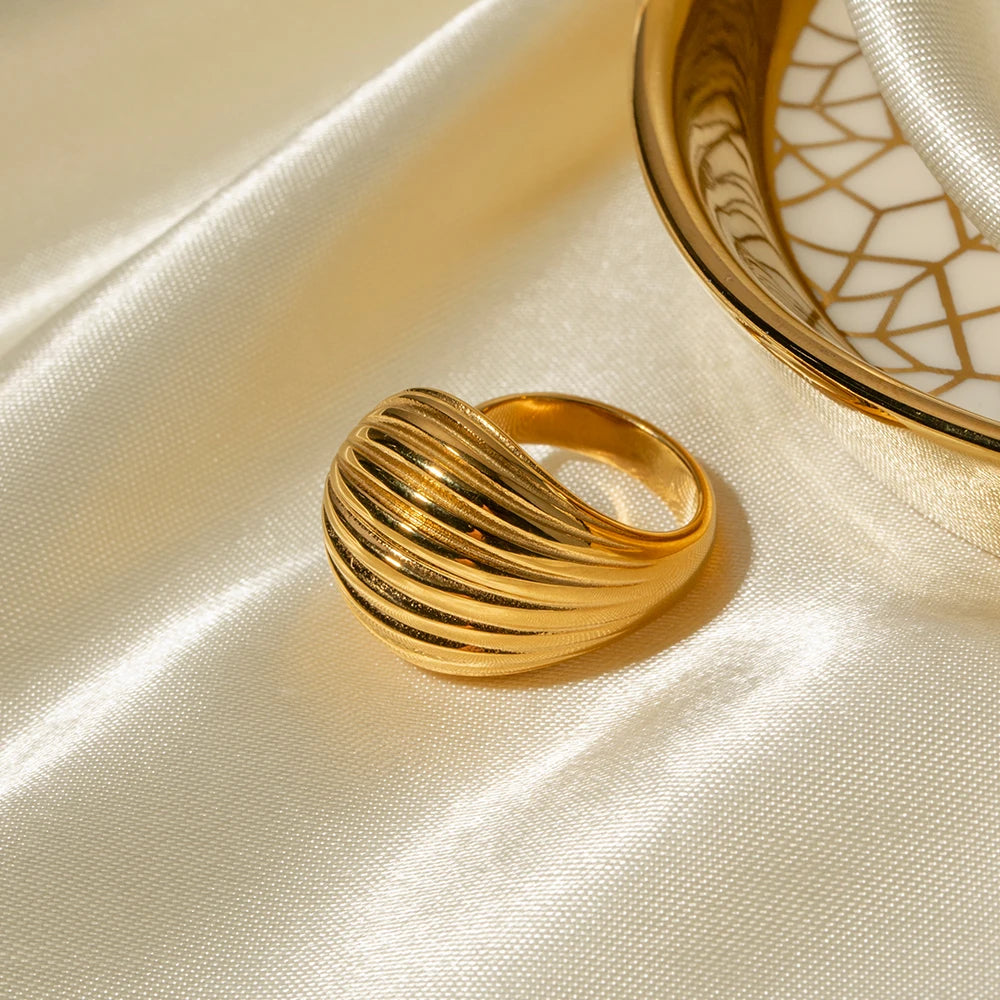 Stainless Steel Stripe Drop Earrings Exaggerated Open Ring Set Exquisite Jewelry Sets for Women Gift New
