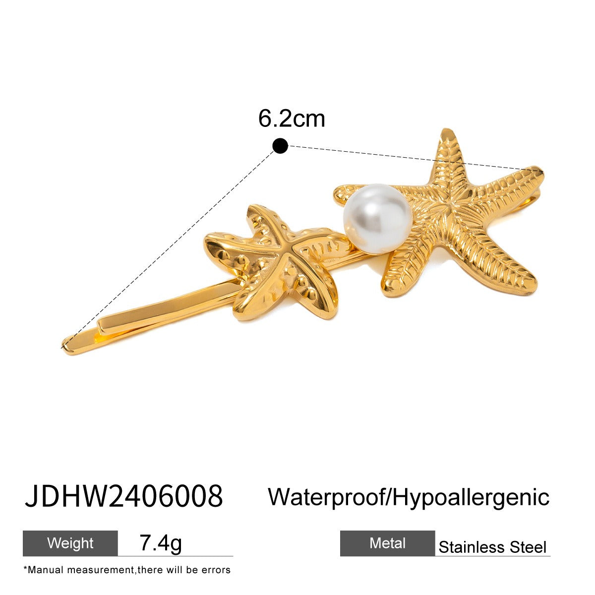 Stainless steel shell hair clip with bangs and metal hair accessories