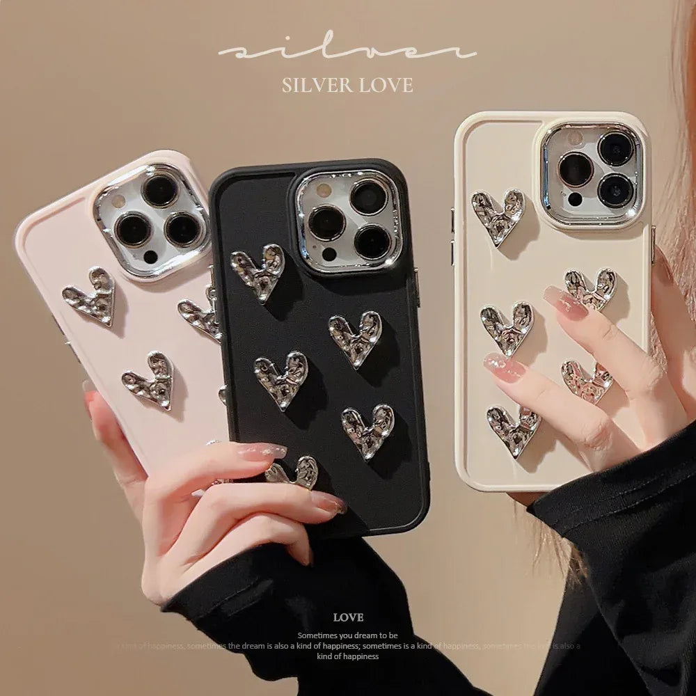Pleated Metallic Heart iPhone Shell - Viexta