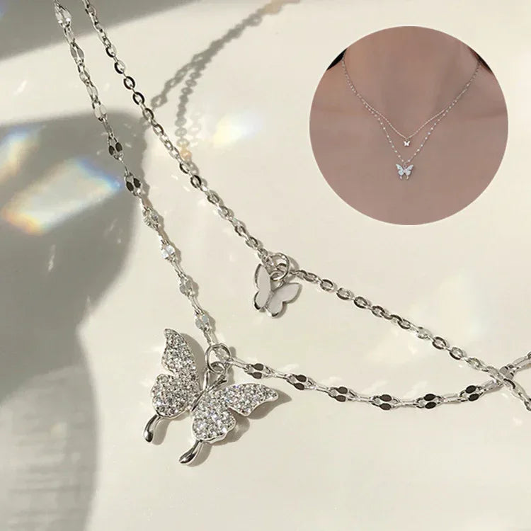 Double Layer Butterfly Clavicle Chain - Viexta