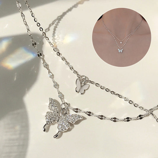 Double Layer Butterfly Clavicle Chain