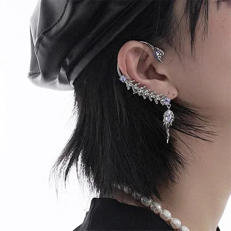 S925 Silver Needle Wheat Ear Asymmetric Earrings - Viexta