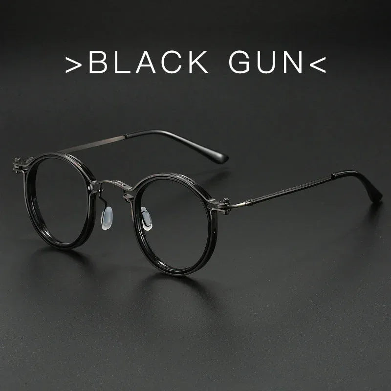 vintage-round-frame-glasses-frame-anti-blue-ray-plain-glasses - Viexta