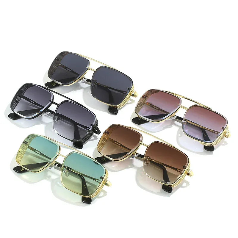 Gradient A Wire Fence Edge Retro Sunglasses - Viexta
