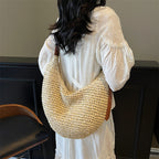 Casual Large Capacity Handmade Straw Shoulder  Purse