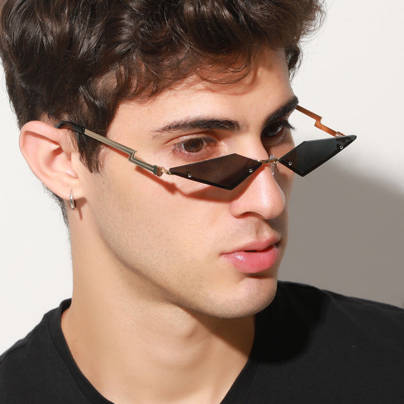 New Fashion Frameless Sunglasses Female Fashion Personality Color Film Street Shooting Sunglasses Metal Sunglasses