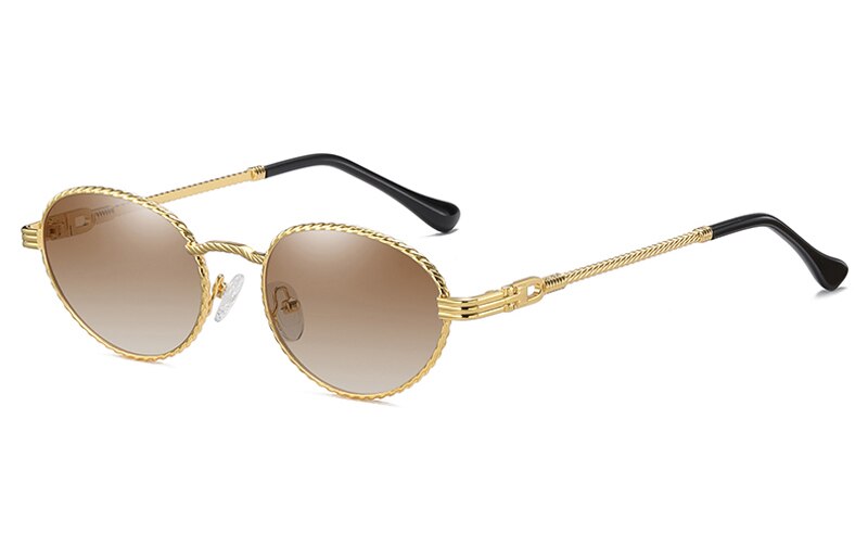 Gold metal oval sunglasses