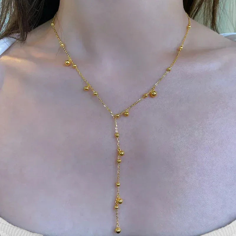 S925 Sterling Silver Beanie Tassel Long Flow Necklace - Viexta