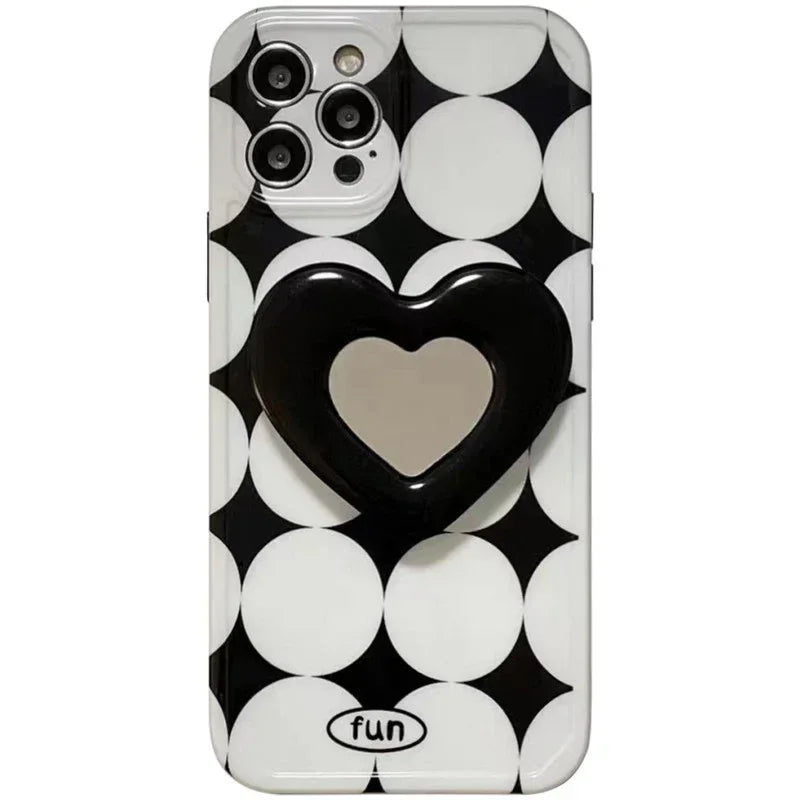 Black And White Diamond Round iPhone Case - Viexta