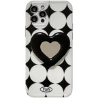 Black And White Diamond Round iPhone Case - Viexta