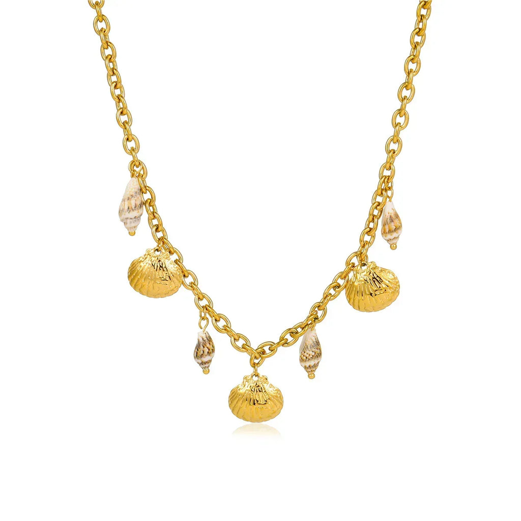 ocean-style-18k-gold-titanium-steel-shell-necklace - Viexta