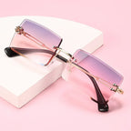Women's Fashionable Rimless Cut Edge Gradient Sunglasses - Viexta