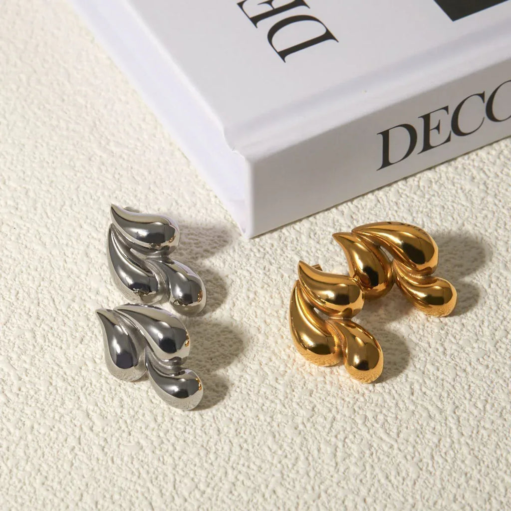 18K Gold Stainless Steel Water Drop Earrings - Viexta