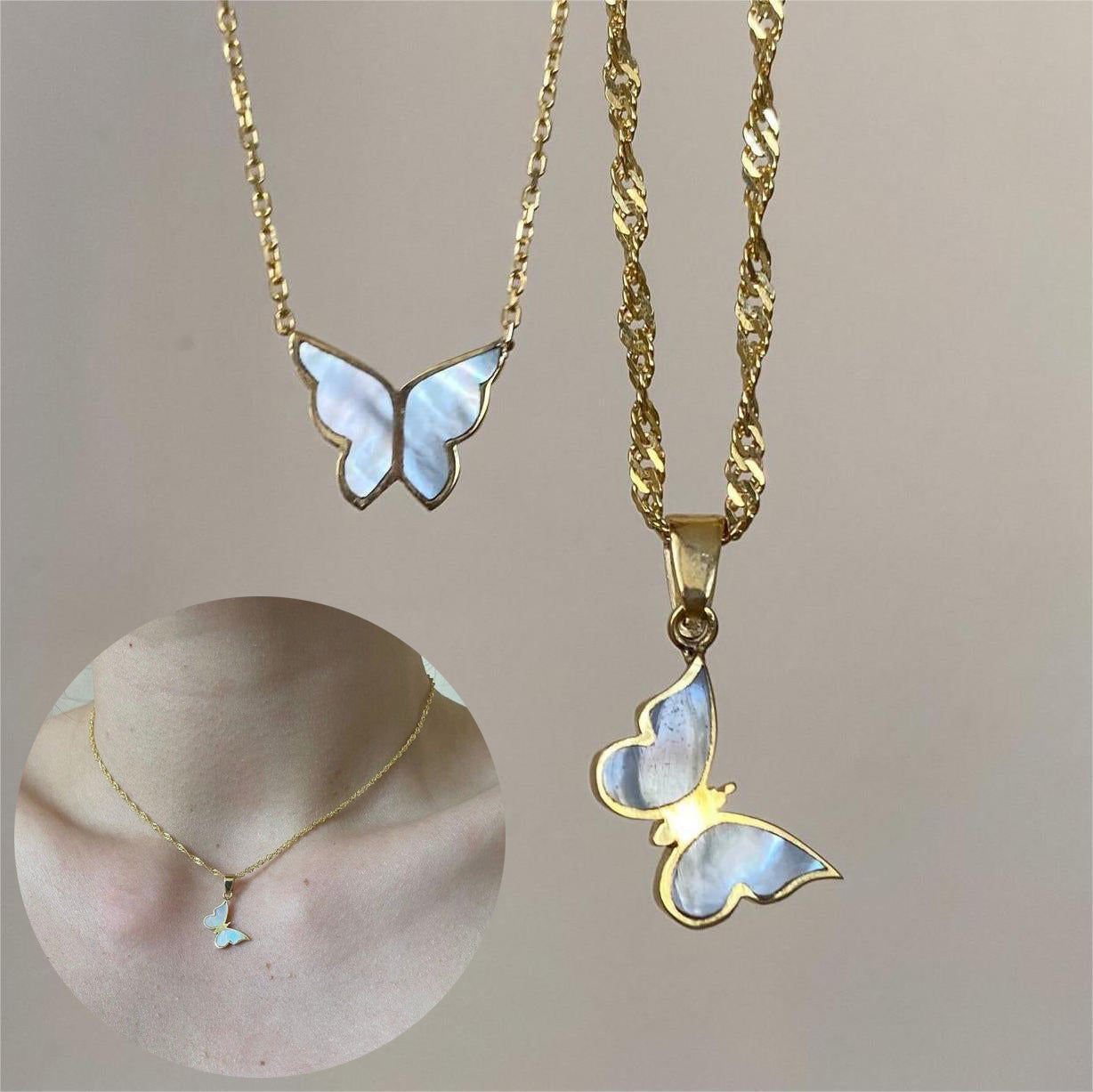 Electroplated 18K Golde Butterfly Necklace