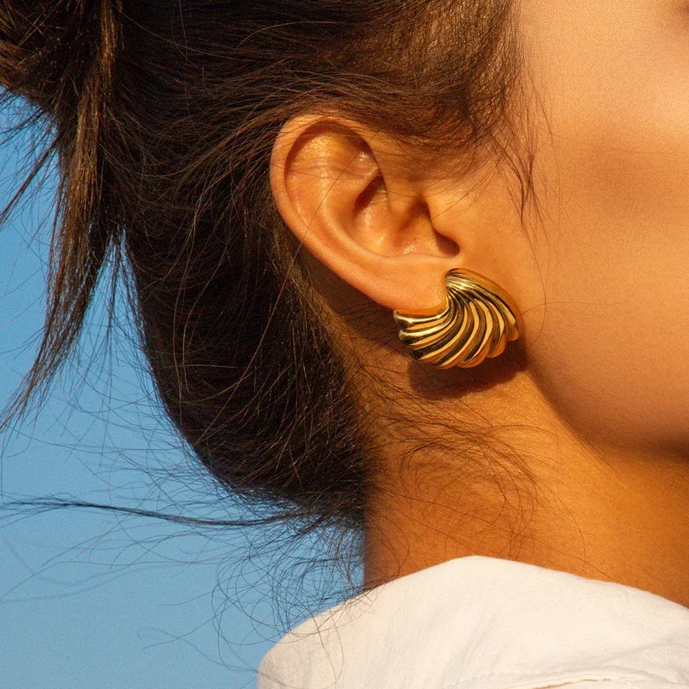 18K Gold Stainless Steel Shell Earrings - Viexta