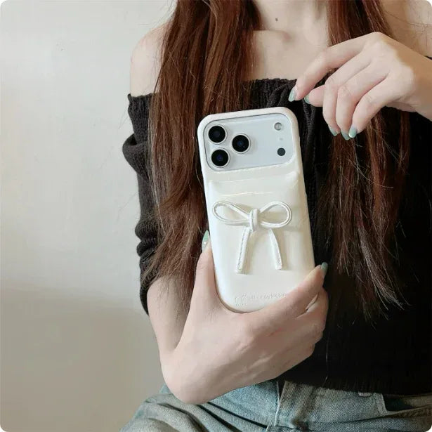 French-style Instagram 3D Solid-color Bow iPhone Case - Viexta