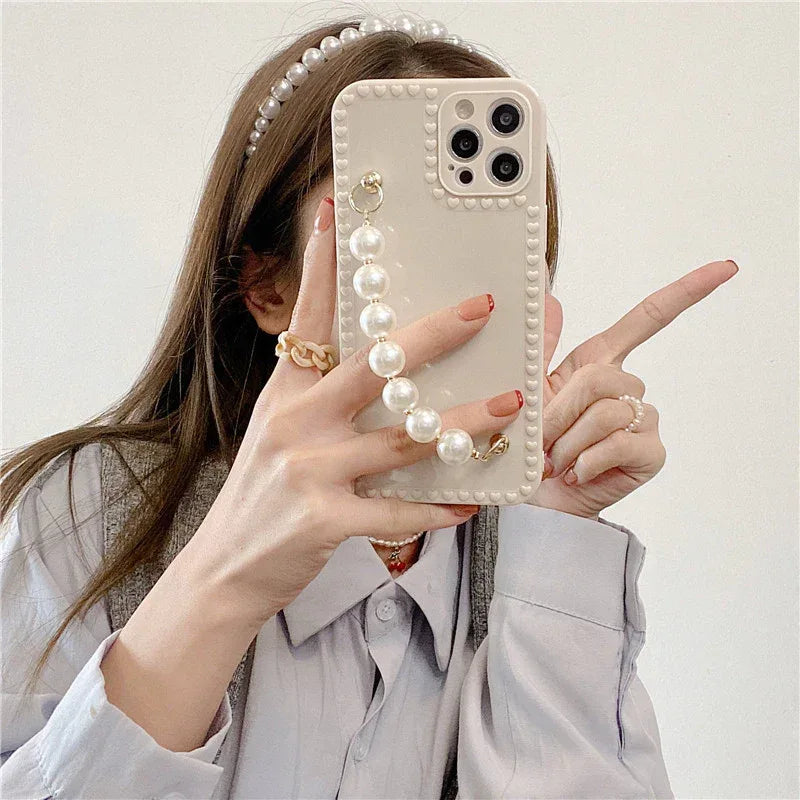 Silicone Pearl Chain Shockproof iPhone Case - Viexta