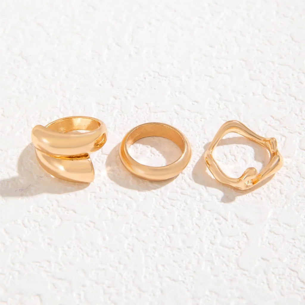 set-wave-bracelet-niche-cross-winding-glossy-ring - Viexta