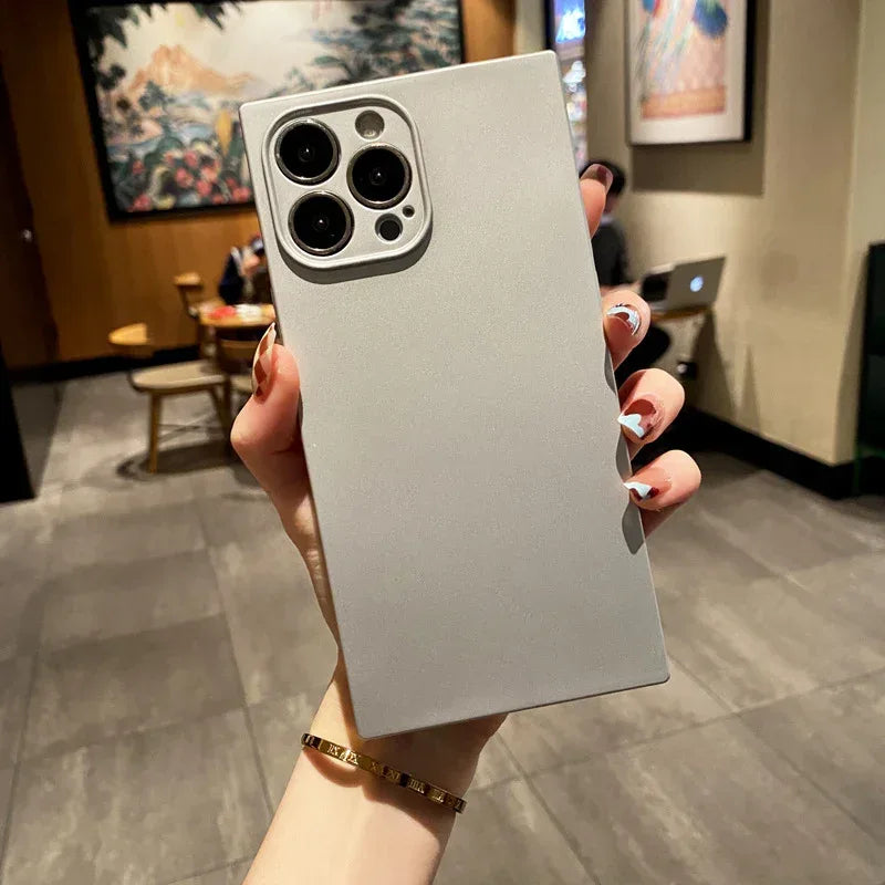 Solid Color Square Precision Pore Silicone iPhone Case - Viexta