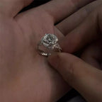 Zircon Micro Inlaid Three-dimensional Rose Ring