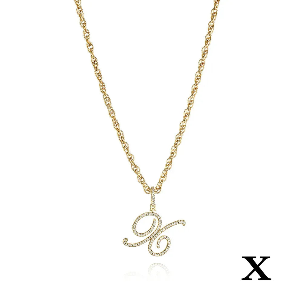 26 Letter Zircon 18k Gold Necklace - Viexta