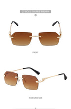 Frameless Trimming Leopard Retro Square Sunglasses - Viexta