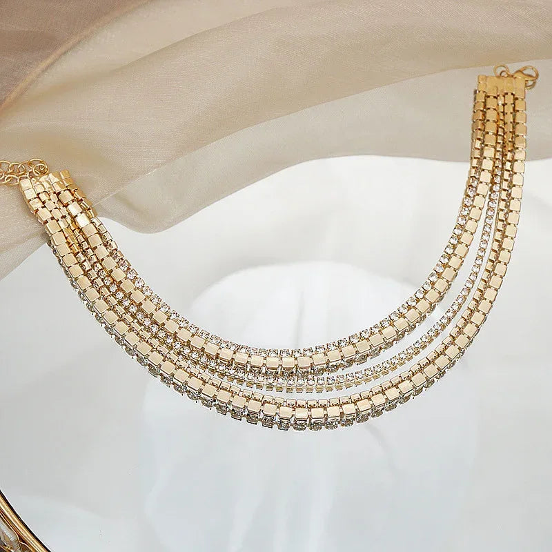 claw-chain-inlaid-with-diamond-rhinestone-multilayer-clavicle-chain - Viexta