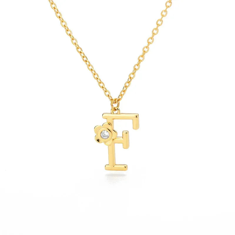 Rose English Alphabet Pendant Necklace - Viexta