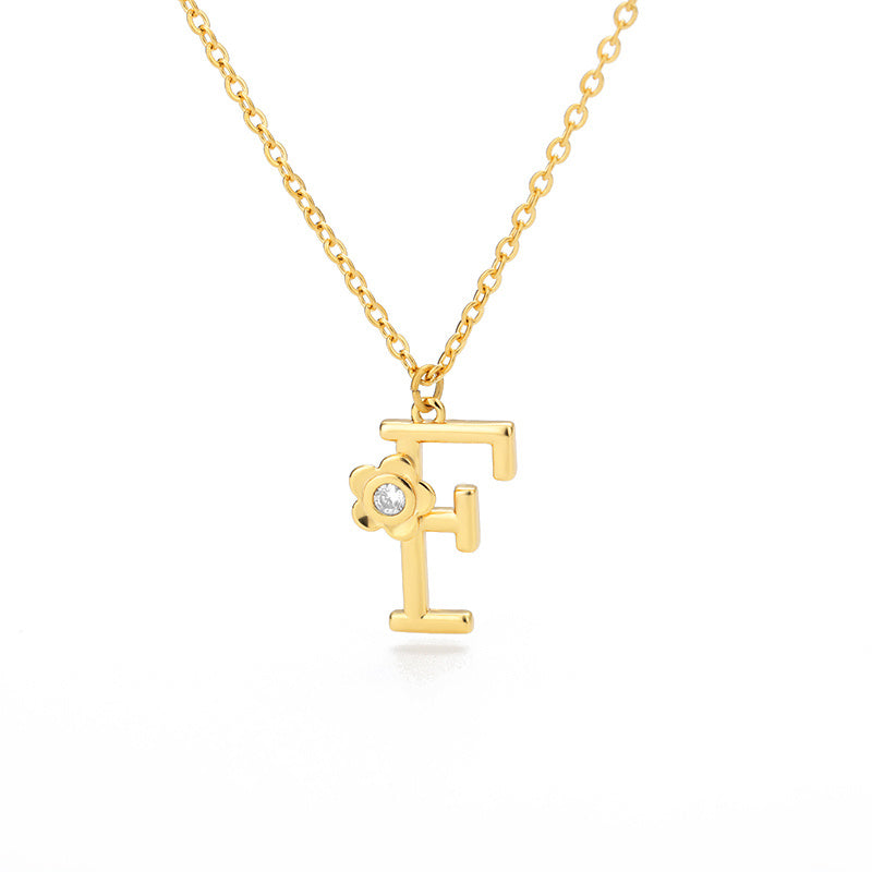 Rose English Alphabet Pendant Necklace