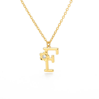 Rose English Alphabet Pendant Necklace