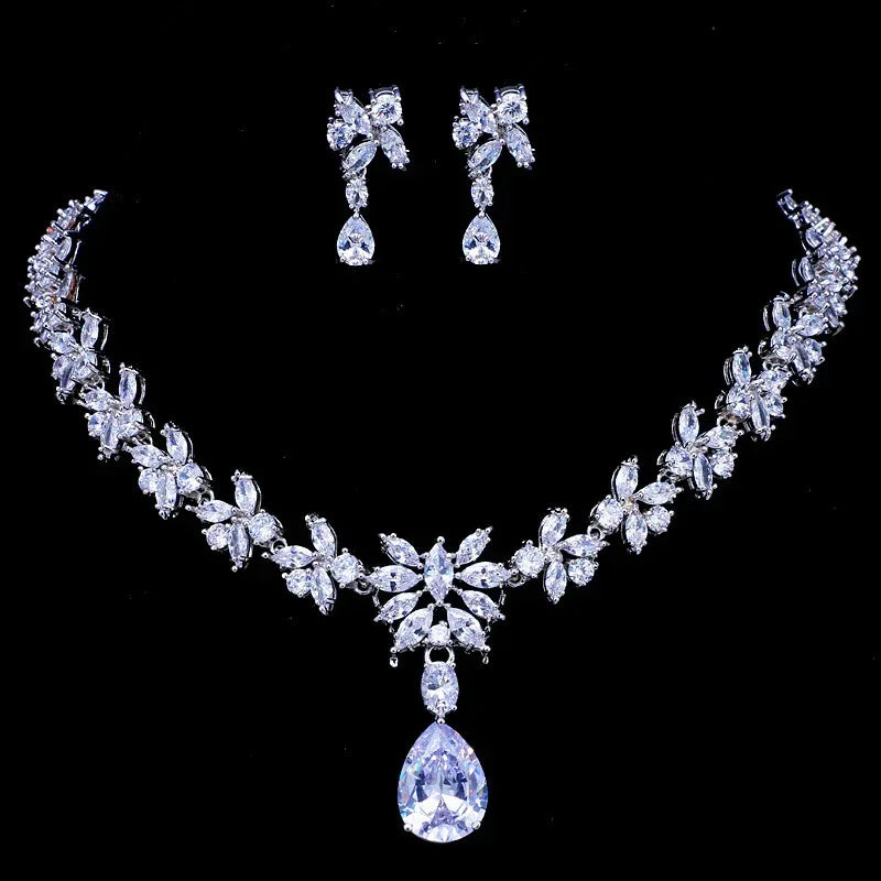 exquisite-zircon-diamond-necklace-earring-set - Viexta