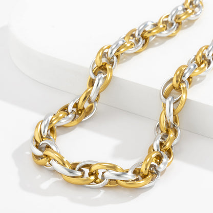 18k Cross Chain Punk Interwoven Twist Neckpiece