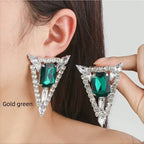 Multi-colored Exaggerated Rhinestones Triangle Jewel Earrings - Viexta