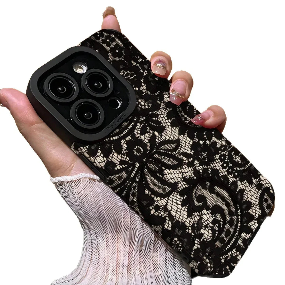Black Lace-patterned iPhone Case - Viexta