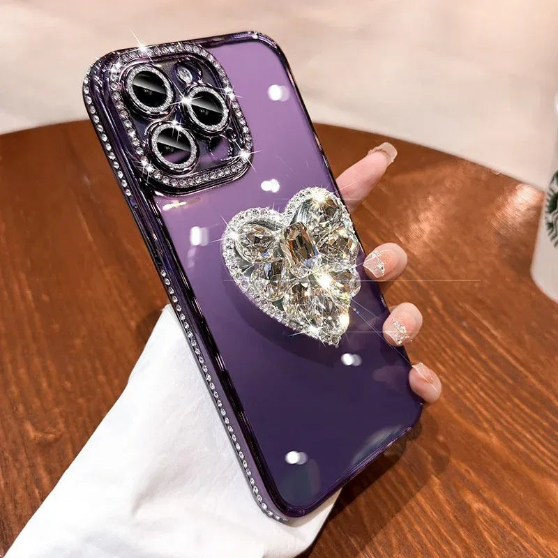 silicone-edge-diamond-love-bracket-iphone-case - Viexta