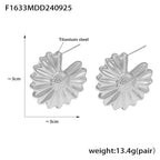 Fashionable Pleated Wave Chrysanthemum Hollow Earrings - Viexta