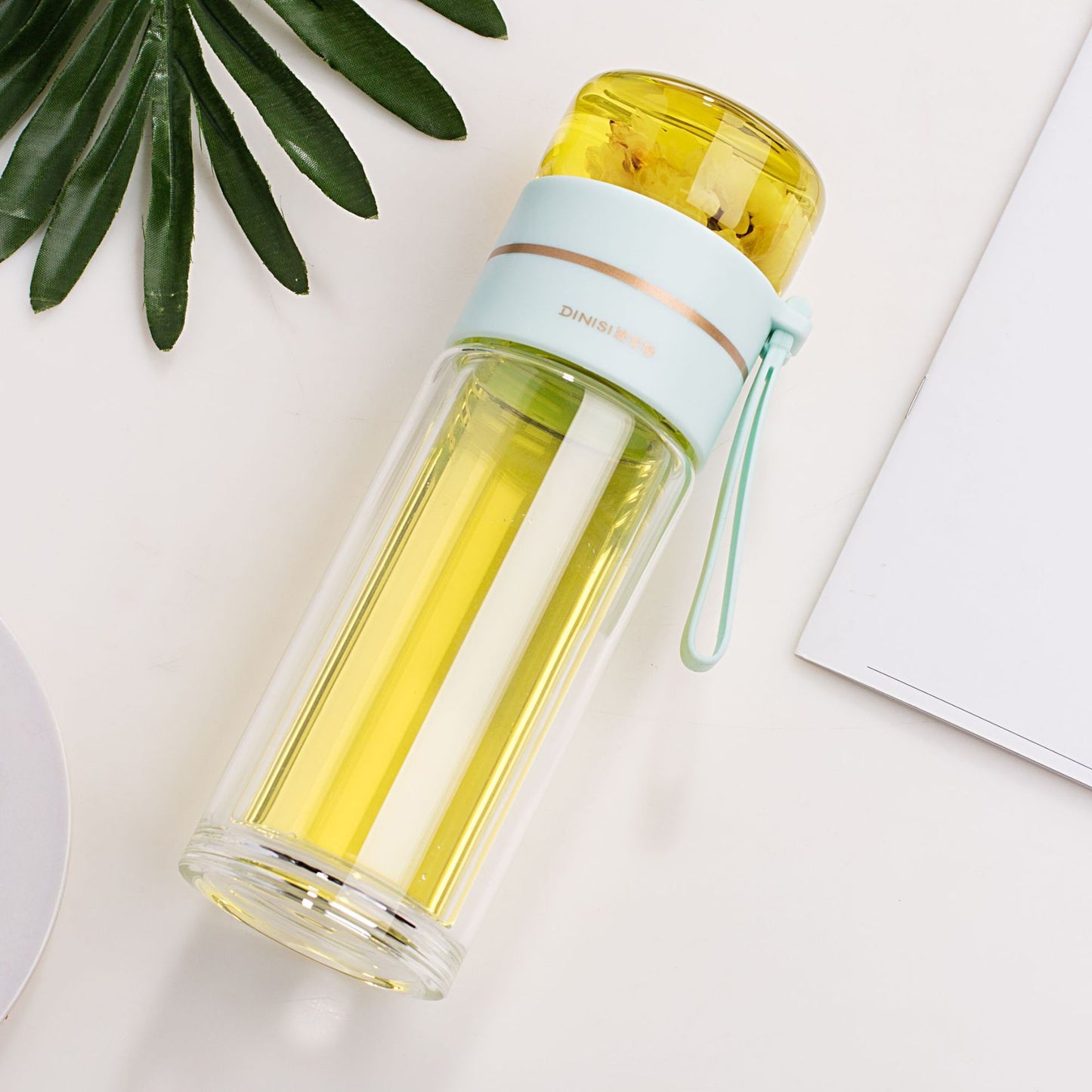 Glass Water Bottle With Tea Infuser Filter Tea Separation