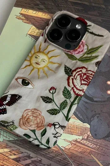 embroidery-pattern-art-niche-cartoon-iphone-case - Viexta