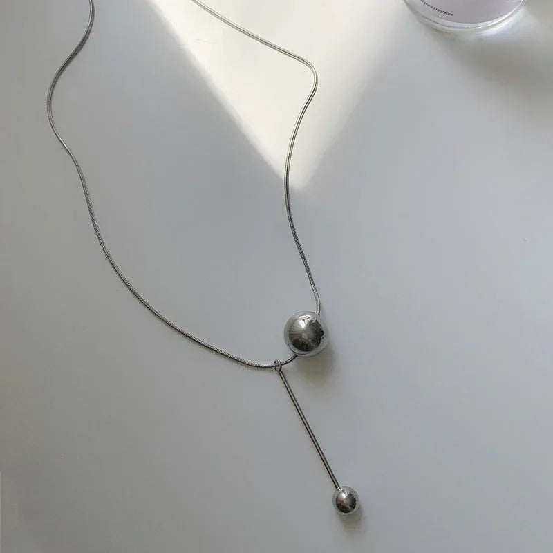 gold-ball-titanium-steel-necklace - Viexta