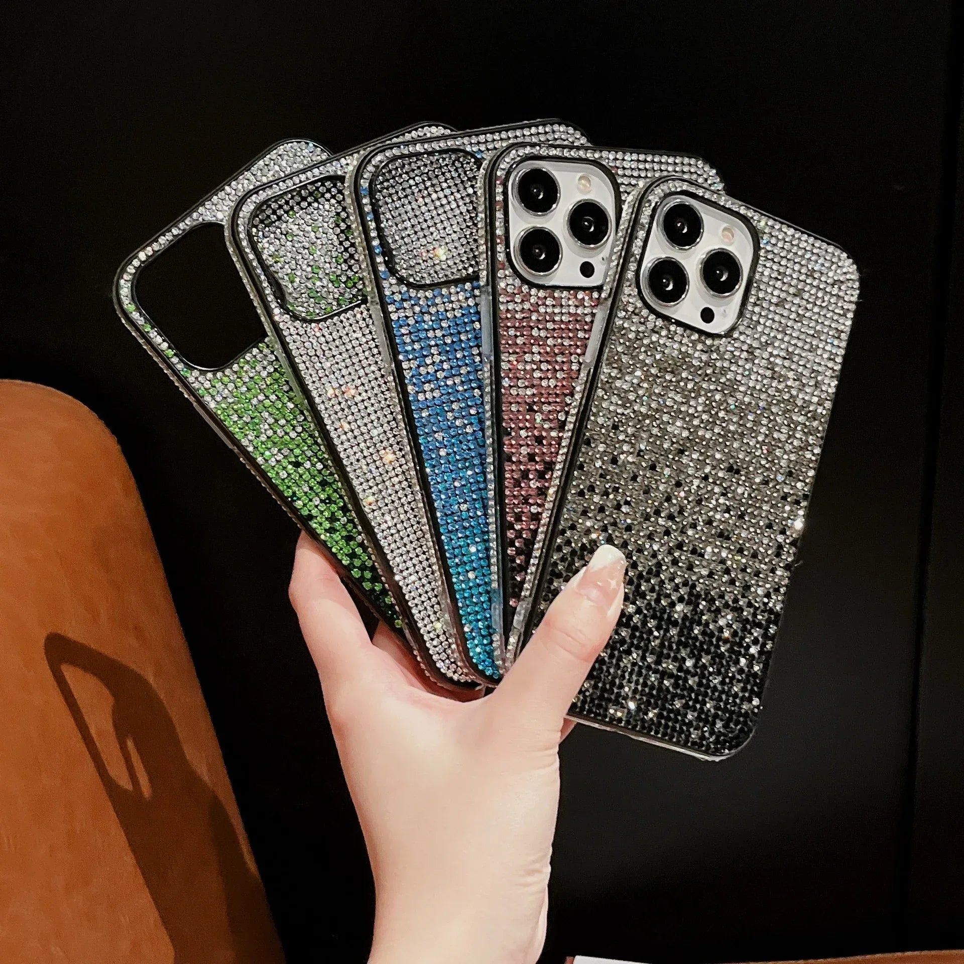 Gradient Edge Diamond Starry Sky Rhinestone iPhone Case - Viexta